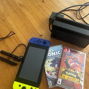 Nintendo Switch with Neon Blue and Yellow Joy-Con